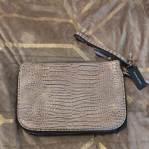 Banana Republic Croc-Embossed Wristlet in Taupe Gray
